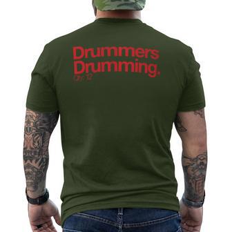 Drummers Drumming Q12 Minimalist 12 Days Of Christmas Men's T-shirt Back Print - Monsterry AU