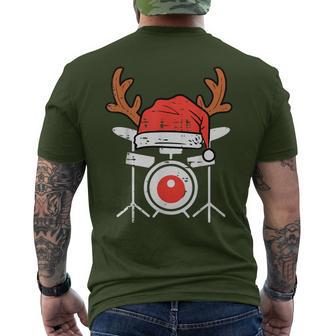 Drums Christmas Music Instrument Band Drummer Rock Xmas Men's T-shirt Back Print - Monsterry AU