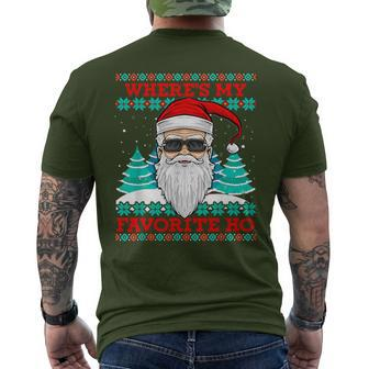 Evil Santa Where's My Favorite Ho Ugly Christmas Xmas Men's T-shirt Back Print - Monsterry