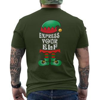 Express Your Elf Elves Pun Christmas Men's T-shirt Back Print - Monsterry CA