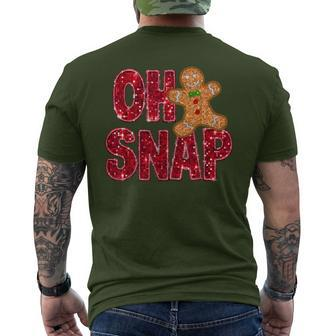 Faux Sequins Oh Snap Christmas Gingerbread Family Matching Men's T-shirt Back Print - Seseable