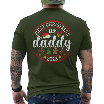 First Christmas As A Daddy Family Santa Hat Xmas Pjs New Dad Men's T-shirt Back Print | Seseable CA