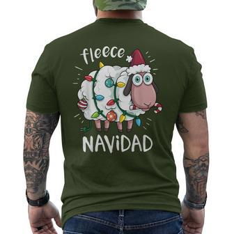 Fleece Feliz Navidad Cute Sheep Christmas Men's T-shirt Back Print - Monsterry CA