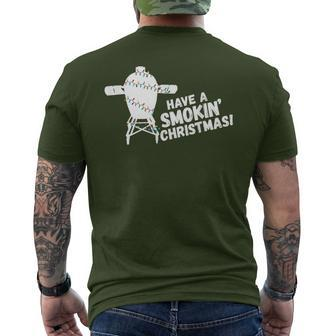 Bbq Christmas Green Egg Smoker Holiday Men's T-shirt Back Print - Monsterry