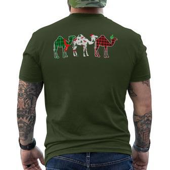 Camel Xmas Tree Lights Red Plaid Christmas Men's T-shirt Back Print - Monsterry