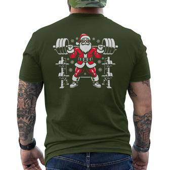 Christmas Lifting Santa Claus Gym Workout Deadlift Men's T-shirt Back Print - Thegiftio UK