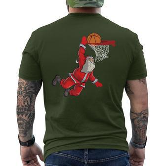 Christmas Lover Santa Claus Dunking Basketball Player Men's T-shirt Back Print | Mazezy