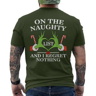 Christmas On The Naughty List And I Regret Nothing Men's T-shirt Back Print | Mazezy