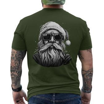 Cool Santa Face Hipster With Beard & Glasses Christmas Men's T-shirt Back Print - Monsterry CA