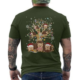 Hedgehogs Santa Hat Christmas Tree Ornament Decor Men's T-shirt Back Print - Monsterry