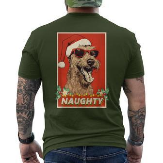 Irish Terrier Christmas Naughty Vintage Men's T-shirt Back Print - Monsterry UK