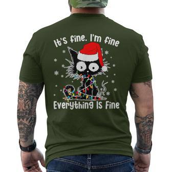 Its Fine Im Fine Everything Fine Cat Christmas Men's T-shirt Back Print - Monsterry DE