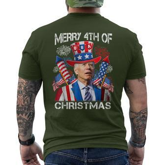 Joe Biden Merry 4Th Of Christmas 4Th Of July Firework Men's T-shirt Back Print - Monsterry DE