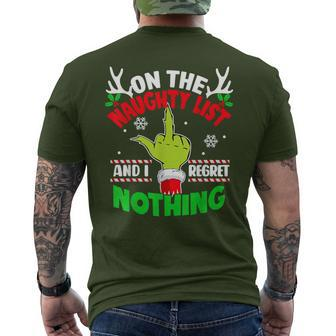 On The List Of Naughty And I Regret Nothing Christmas Men's T-shirt Back Print | Mazezy