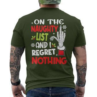 On The List Of Naughty And I Regret Nothing Christmas Men's T-shirt Back Print | Mazezy