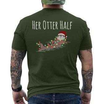Matching Couple His And Her Otter Half Ugly Christmas Men's T-shirt Back Print - Monsterry
