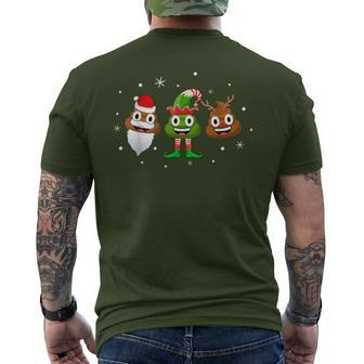 Poop Santa Elf Reindeer Christmas Pajama Men's T-shirt Back Print - Monsterry CA