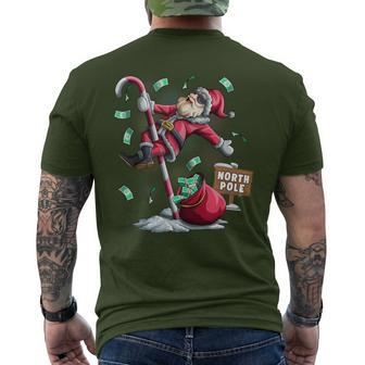 Santa North Pole Ugly Christmas Pole Dancer Santa Men's T-shirt Back Print - Monsterry DE