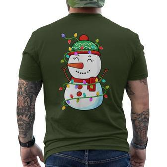 Snowman Christmas Xmas Light Snowman Christmas Men's T-shirt Back Print - Seseable