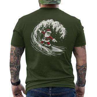 Surfing Santa Claus Christmas Santa Surfing Men's T-shirt Back Print - Monsterry UK