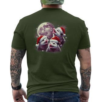 Three Opossum Moon Santa Hat Christmas Possum Men's T-shirt Back Print | Mazezy