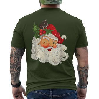Vintage Red Santa Claus Red Christmas Graphic Men's T-shirt Back Print - Monsterry UK