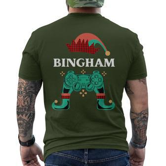 Gamer Elf Custom Name Bingham Christmas Legendary Video Game Men's T-shirt Back Print - Monsterry CA
