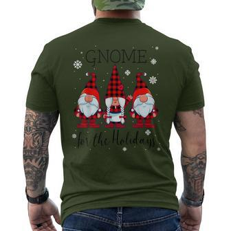 Gnome For The Holidays Buffalo Plaid 3 Gnomes Christmas Xmas Men's T-shirt Back Print - Monsterry CA