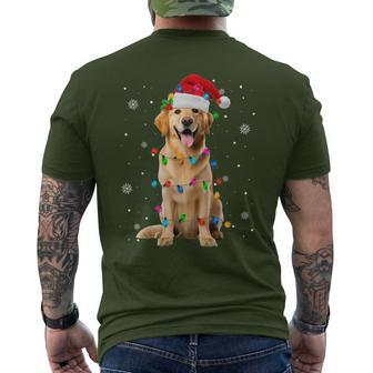 Golden Retriever Christmas Santa Hat Xmas Lights Dog Lover Men's T-shirt Back Print | Mazezy