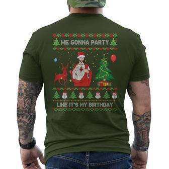We Gonna Party Like It's My Birthday Jesus Ugly Christmas Men's T-shirt Back Print - Seseable
