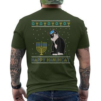 Happy Hanukcat Ugly Hanukkah Costume Cat Chanukah Jewish Men's T-shirt Back Print | Mazezy AU