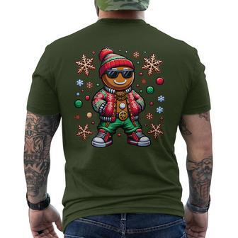 Hip Hop Gingerbread Man X-Mas Christmas Boys Men's T-shirt Back Print - Seseable