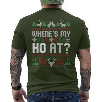 Where My Ho's At Ugly Christmas Sweater Couples Matching Men's T-shirt Back Print - Monsterry DE