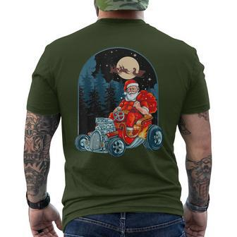 Hot Rod Santa Claus Christmas Holiday Car Xmas Men's T-shirt Back Print - Monsterry