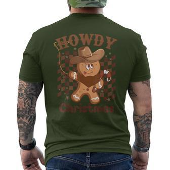 Howdy Christmas Gingerbread Retro Western Cowboy Xmas Men's T-shirt Back Print - Seseable