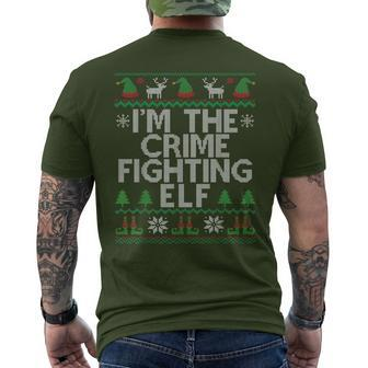 I'm The Crime Fighting Elf Police Officer Ugly Christmas Cop Men's T-shirt Back Print - Monsterry CA