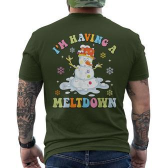 I'm Having A Meltdown Winter Christmas Melting Snowman Men's T-shirt Back Print - Seseable