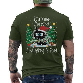 It's Fine I'm Fine Everything Is Fine Cat Christmas Men's T-shirt Back Print - Monsterry