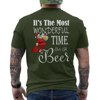 It's The Most Wonderful Time For A Beer Christmas Santa Hat Men's T-shirt Back Print - Monsterry UK