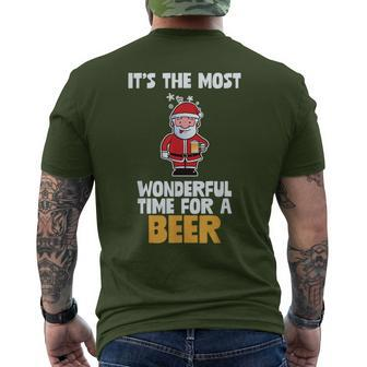 It's The Most Wonderful Time For A Beer Santa Men's T-shirt Back Print - Monsterry