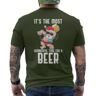 It's The Most Wonderful Time For A Beer Santa Drinking Men's T-shirt Back Print - Monsterry DE