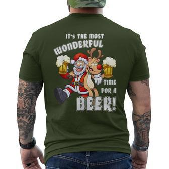 It's The Most Wonderful Time For A Beer Santa Xmas Men's T-shirt Back Print - Monsterry CA