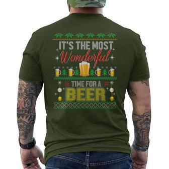 It's The Most Wonderful Time For A Beer Ugly Sweater Xmas Men's T-shirt Back Print - Monsterry AU