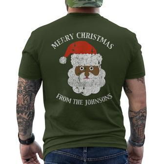 Johnson Family Last Name Surname Santa Merry Christmas Men's T-shirt Back Print - Seseable