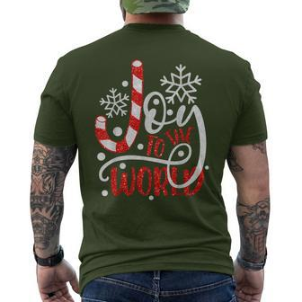 Joy To The World Snowflakes Christmas Pajama Xmas Holiday Men's T-shirt Back Print - Thegiftio