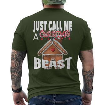 Just Call A Christmas Beast With Cute Ginger Bread House Men's T-shirt Back Print - Monsterry UK