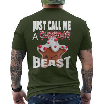 Just Call A Christmas Beast Cute Ginger Bread Star Cookie Men's T-shirt Back Print - Monsterry