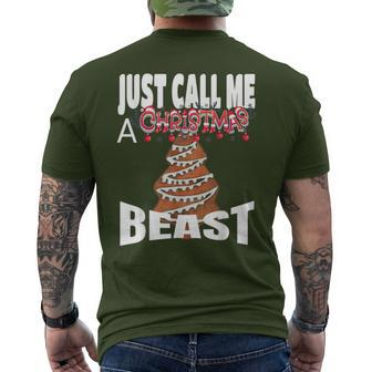 Just Call A Christmas Beast With Cute Ginger Tree Cookie Men's T-shirt Back Print - Monsterry UK