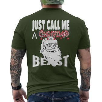 Just Call A Christmas Beast With Cute Saint Nick Men's T-shirt Back Print - Monsterry