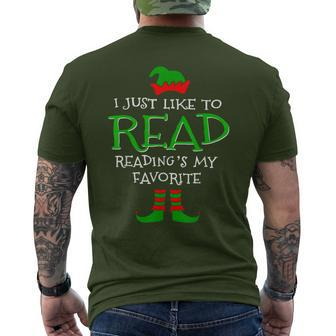 I Just Like To Read Reading's My Favorite Merry Christmas Men's T-shirt Back Print | Mazezy